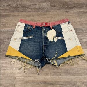 Levi's 501 high-rise colorblock denim moto shorts